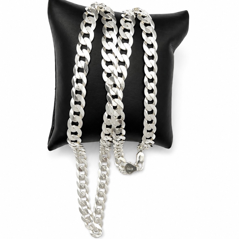 925 Sterling Silver Curb Cuban Link Chain Men’s Necklace - Silver Size 24” / 8MM